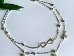 Infinity ,pearl anklet silver color  "Water proof"