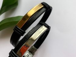 Men’s bracelet Leather and stainless steel