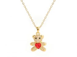 Gold Teddy bear pendant ,necklace