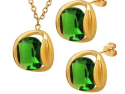 Green zircon set necklace&earrings