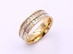 Gold zirconia crystal ring double