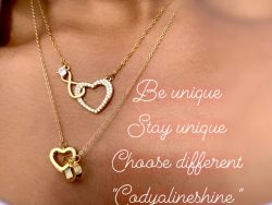 Gold double heart necklace